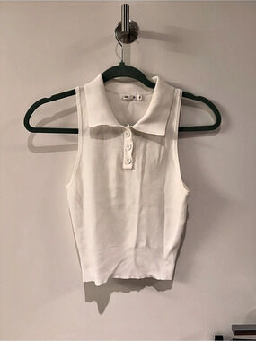 Imodel  White Sleeveless Collared & Tennis Skirt set Top Size Small Like New